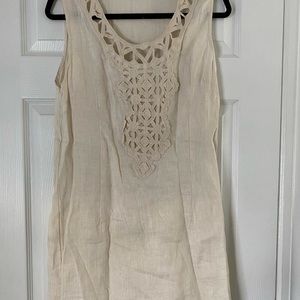 Italian Linen Dress V neck Small